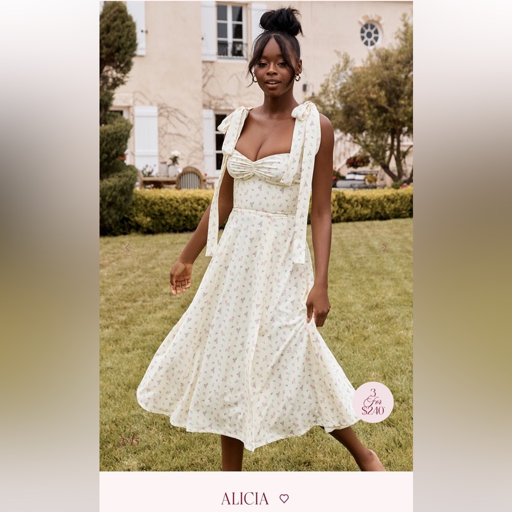 Lemon floral print midi sundress House of CB, L - Picture 3 of 4